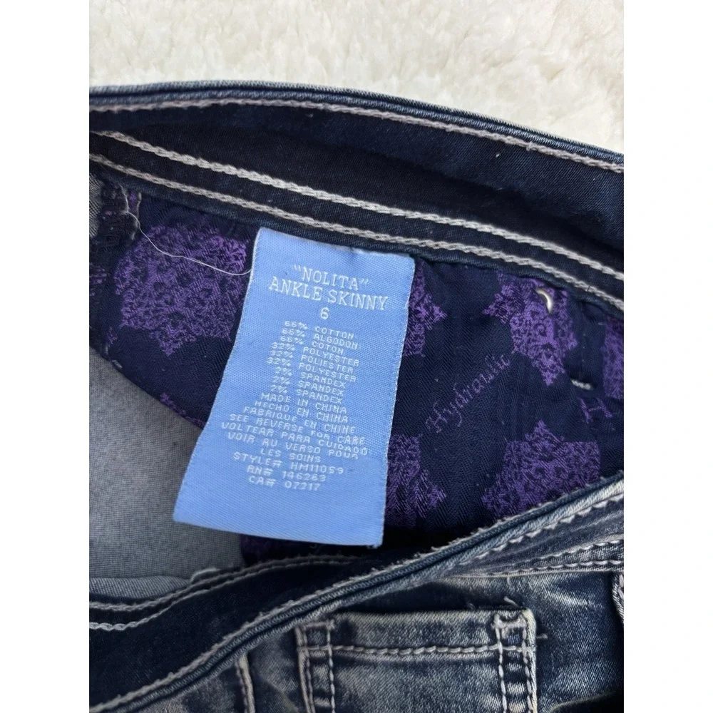 Hydraulic Nolita Ankle Skinny Jeans Size 6 Blue Embroidered Stretch Y2K 90s - Picture 6 of 11